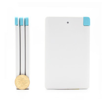 OEM Built-in Cable Credit Card Power Bank 2600mah for mobile charging