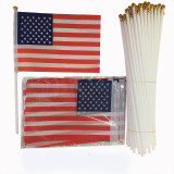 America flags custom polyester 14*21cm USA hand flag with 30cm plastic flagpole