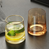 Wholesale colorful handmade Whiskey Glass Crystal Wine Glass  Threaded Bottom Juice Drinking Glass