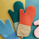 Kitchen Oven Gloves - Silicone and Cotton Double-Layer Heat Resistant Oven Mitts/BBQ Gloves/Grill Gloves