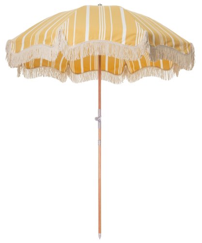 orange white wood pole stripe sun beach umbrellas with tassels tilt parasol bali umbrella hawaii sombrilla de playa amarilla