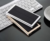 Super slim 10000 mah slivery pink golden solar power bank with dual USB charger battery