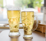 Creative football beer handle cup draft beer glass bar personality juice drink transparent glass handle cup