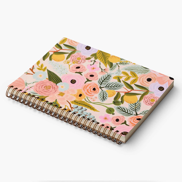 Custom Pink Floral Stamping Printed Spiral Office Lined Paper Planner Diary Notebook Agenda