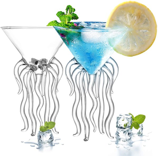 Wholesale custom dried octopus wine glass wine glass creative jellyfish smoked molecular cocktail  glass