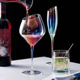 Unique Luxury Custom Fancy Round Handmade Electroplated wine glass Crystal Glitter Colored champagne Glass