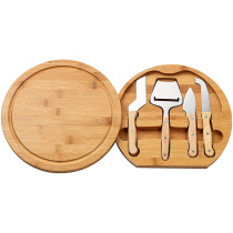 Bamboo Round Swivel Meat Platter Personalized Tray Cheese Board and Knife Set