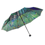 Fantastic vogue  high quality umbrella transfer peacock design 3 fold umbrella for lady