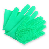 Cleaning Sponge Gloves, Dishwashing Gloves, Silicone Reusable Cleaning Brush Heat Resistant Scrubber Gloves for Housework