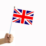 British hand flag flagpole 14*21cm polyester double side pattern hand held flag custom