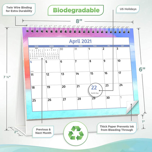 Custom Hot Sale Eco biodegradable Desktop Christian Standing Flip Monthly Calendar
