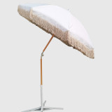 Luxury 200cm Wood Color Garden Outdoor Beach Patio Parasal Umbrellas With Tassel Umbrella