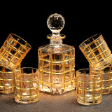 2018 Golden upscale Lead Free Crystal creativity Whiskey Decanter bar Set 7 pcs