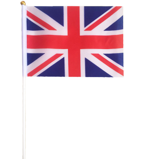 British hand flag flagpole 14*21cm polyester double side pattern hand held flag custom