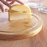 Bamboo Round Swivel Meat Platter Personalized Tray Cheese Board and Knife Set