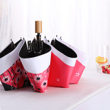 Customize Heat Transfer 4 Fold Cat Umbrella with Black Coated