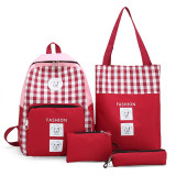 Fashion canvas custom logo backpack bag 5 in 1set children school backpacks for kids