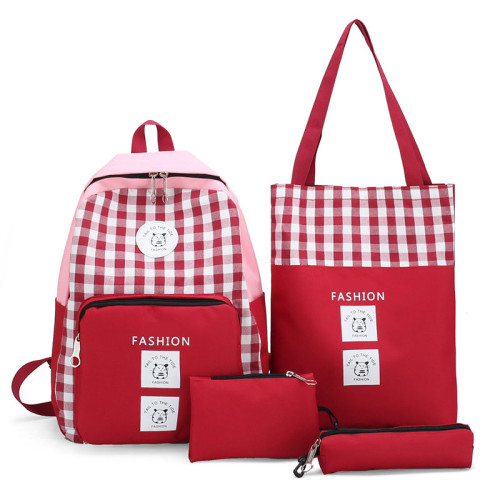 Fashion canvas custom logo backpack bag 5 in 1set children school backpacks for kids