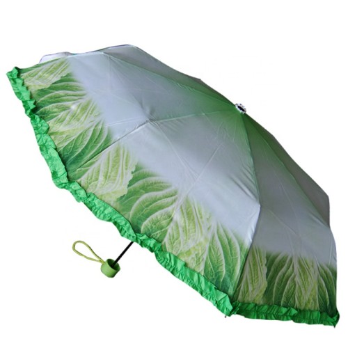 China creative digital printing sunny and rainy women vegetables style 3 folding umbrella