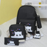 Girls Canvas School Backpack Set 3 in 1 with Lunch Bag College Laptop Backpack Casual Daypack for Teen Girls