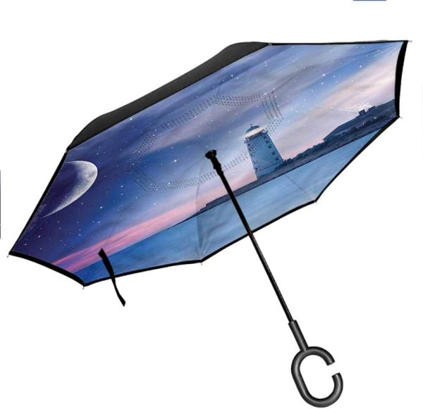 Custom Logo Double Layer 23   Inverted Reverse Umbrella With C Handle