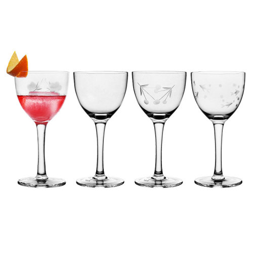 Luxury engraved martini cocktail glass classical high champagne glass