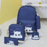 Girls Canvas School Backpack Set 3 in 1 with Lunch Bag College Laptop Backpack Casual Daypack for Teen Girls