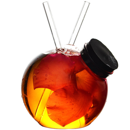 Unique Crystal Glass Ball Shaped Cocktail Glass, Creative Drinking Cup with Sippy for Ice Tea Smoked Molecular Cocktail Whiskey