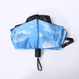 Wholesale 3D Blue Sky White Clouds Print Umbrella Women parasol Paraguas Men Rain Umbrella Sunny Windproof  3 Folding Umbrella\\