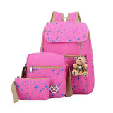 High quality new style wholesale fashion canvas 3 sets school backpack