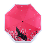 Customize Heat Transfer 4 Fold Cat Umbrella with Black Coated