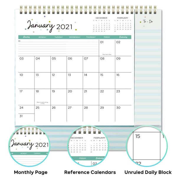 2021 Custom printing 365 day a page creative daily desk calendar printing wire-o binding 2021 calendar