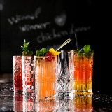 Creative bamboo high ball milk juice glass engraved cocktail glass for bar/restaurant