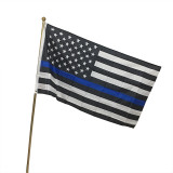 Custom screen printing 90*150CM polyester American flag 3x5ft thin blue line flag