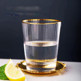 Creative luxury golden rim cocktail glass. Striped juice glass. household drinking water beer glass