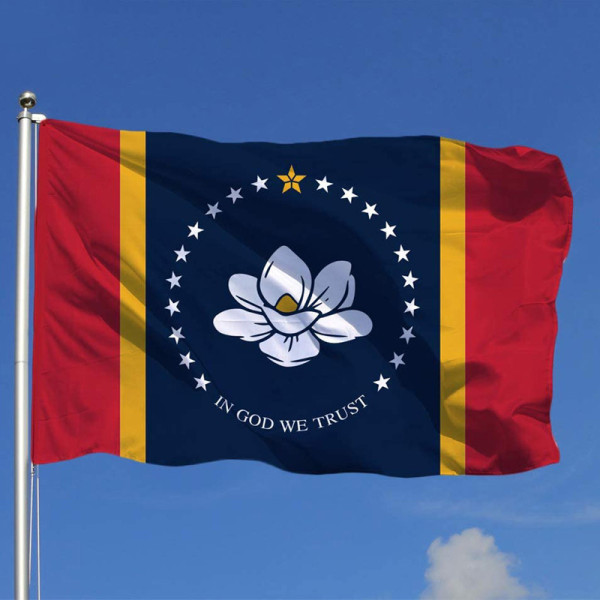 Custom New Mississippi flag banner in god we trust United States Federal Magnolia flag 3*5ft