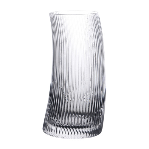 Wholesale creative striped sail shaped glass cocktail glass milk juice  glasses cup for home/bar /restaurant