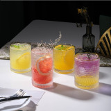 Wholesale popular retro style dewdrop glass embossed cocktail whiskey glass high-value juice drink cup