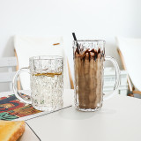 Traditional Beer Mug glasses Set Newly designed beer mug with handle in bark pattern glass