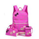 High quality rucksack backpack Polka Dot printing school bag canvas pencil bag three bag set school backpack for teenage Girls