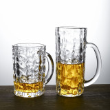 Traditional Beer Mug glasses Set Newly designed beer mug with handle in bark pattern glass