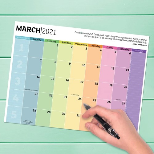 Customized Private Label Colorful Printed 2021 Monthly Wall Hanging Desktop Calendar Planner Pad