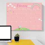 Custom Pink Color Printed 2021 Monthly Wall Hang Tear Off Big Desktop Pad Calendar Planner