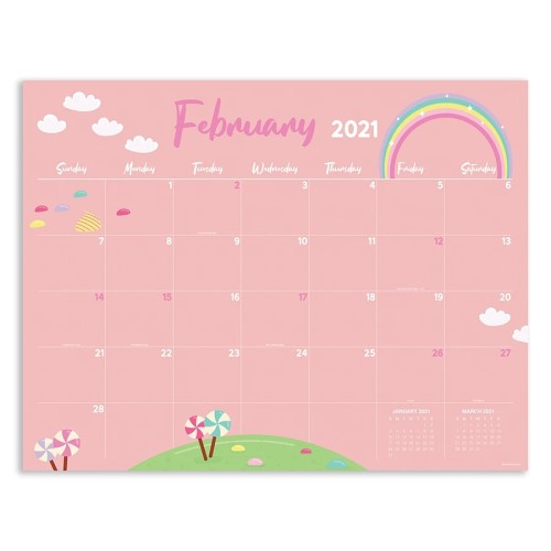 Custom Pink Color Printed 2021 Monthly Wall Hang Tear Off Big Desktop Pad Calendar Planner