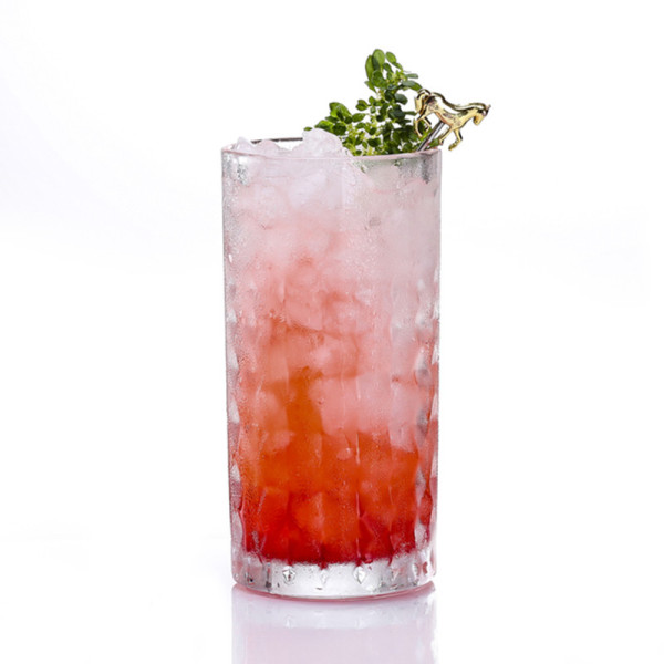 European style embossed flower highball glass mojito straight cocktail glass juice long island iced tea cup