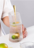 Wholesale creative striped sail shaped glass cocktail glass milk juice  glasses cup for home/bar /restaurant