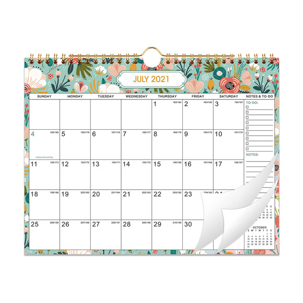 Custom Logo Full Color Printed 2021 2022 Spiral Wire-o Monthly Wall Handging Calendar