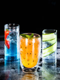 wholesale 430ml straight cup for juice milk tea coffee  square Lead free glass water cup transparent drinking mug