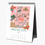 Personalized Logo Printed 2021 Desktop Standing Flip Table Wire-o Monthly Desk Calendar