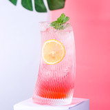 Wholesale creative striped sail shaped glass cocktail glass milk juice  glasses cup for home/bar /restaurant